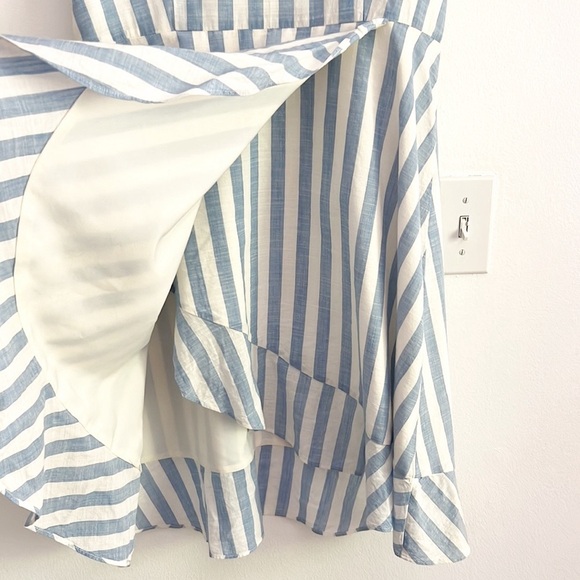 J. Crew Striped Faux Wrap Mini Dress Blue White Stripes - Picture 7 of 15
